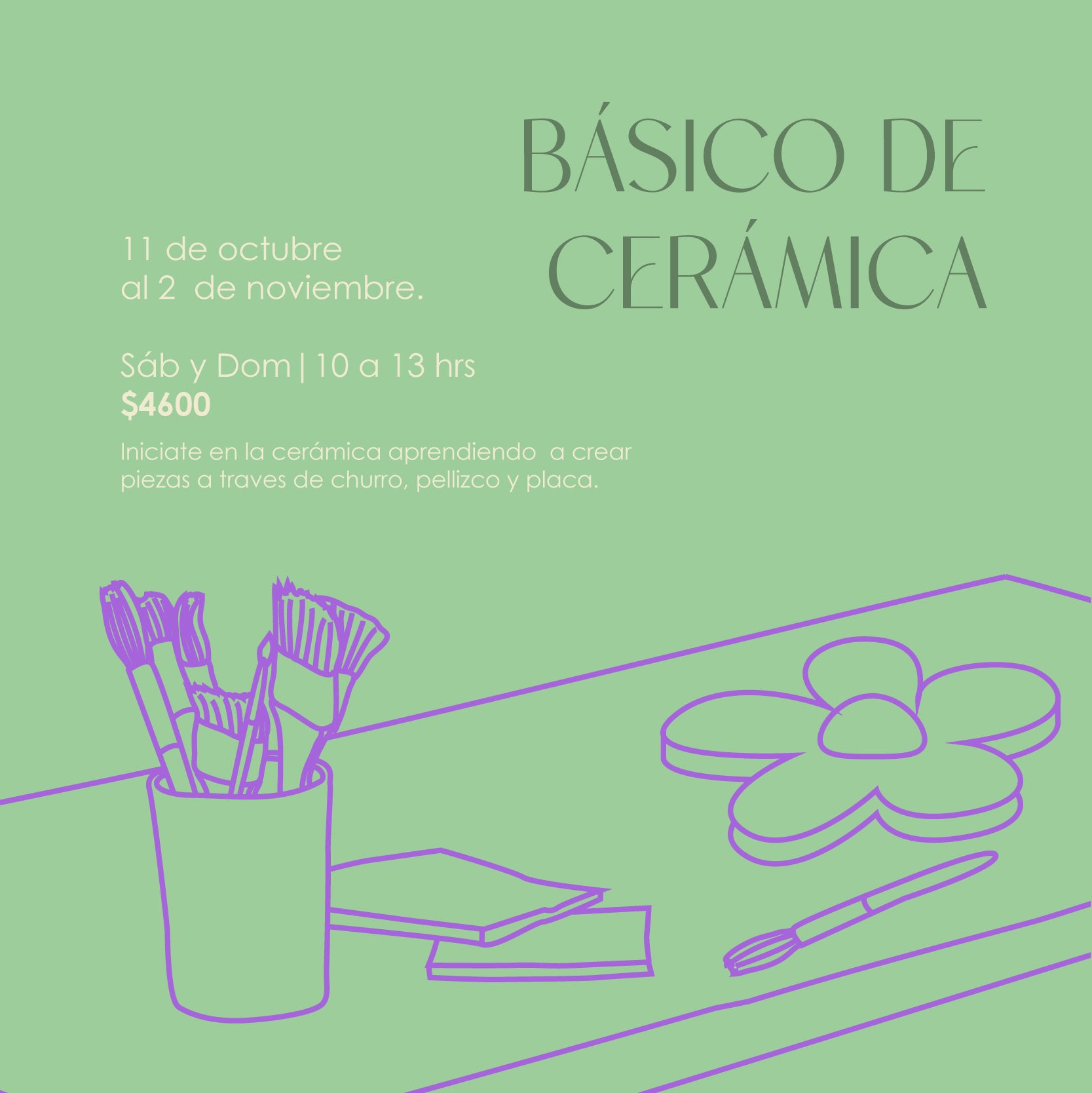 Básico de Cerámica: 11 de octubre al 2 de noviembre